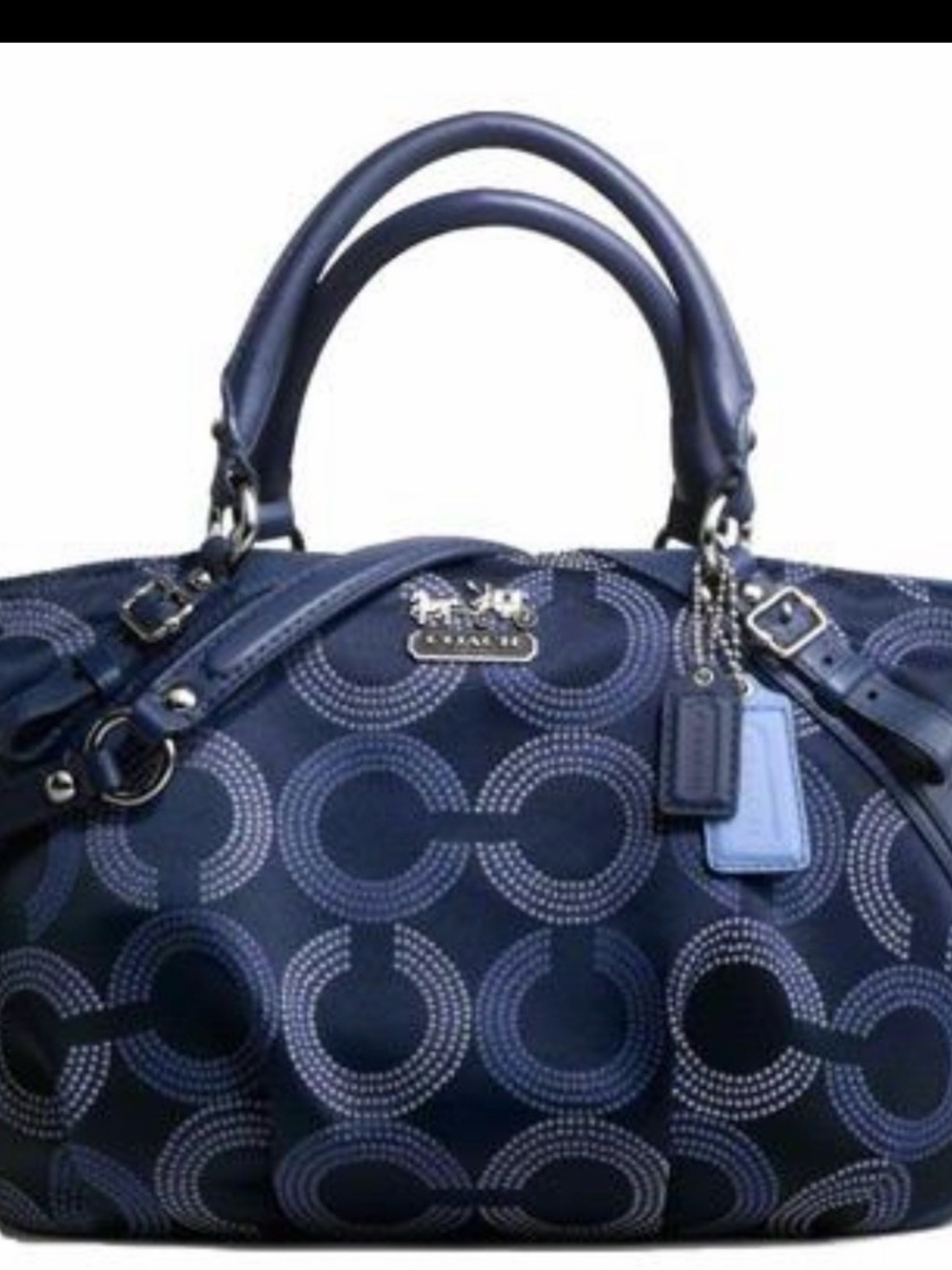 Coach Madison Dotted Op Art Sophia Satchel, style 15935, in cobalt blue